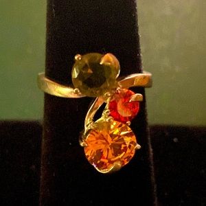 Three Stone Statement Ring, Size 6.5